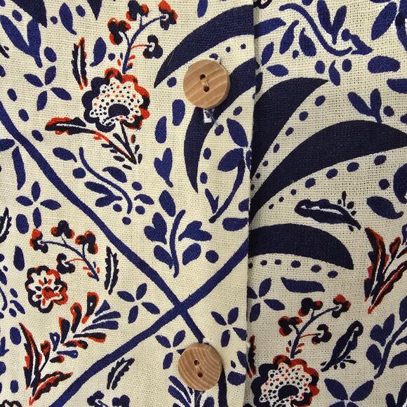 Joie Linen Blend Resort Top Cropped Palm Tree Tropical Top Boxy Size M - Picture 7 of 7